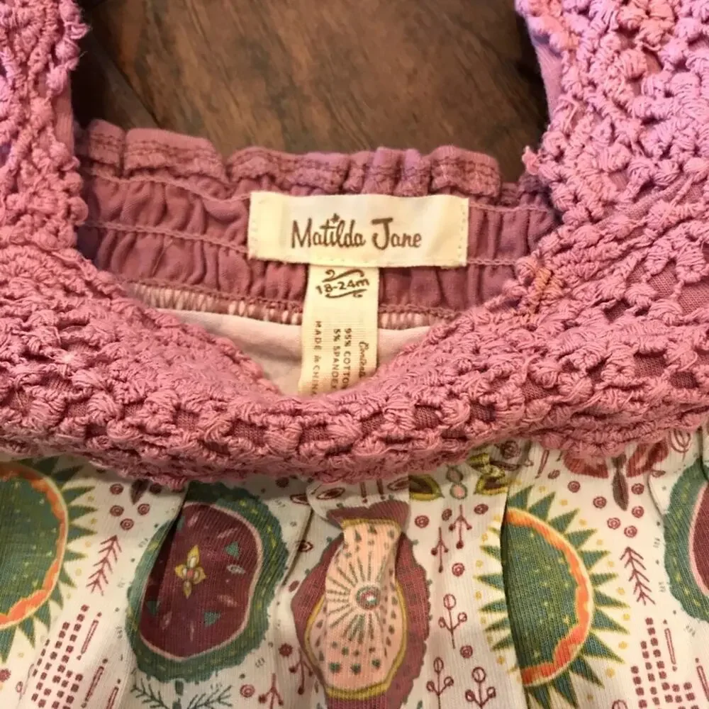 Matilda Jane Girls Romper - By the Seashore Bubble w/ Hat 18-24M - Picture 5 of 6